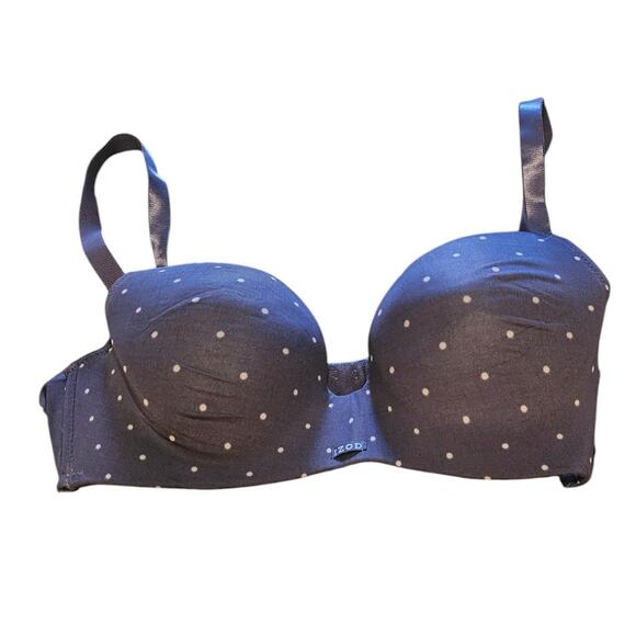 Izod Womens Sz 38C Classic T Shirt Bra Dark Gray Polka Dot - Picture 1 of 4